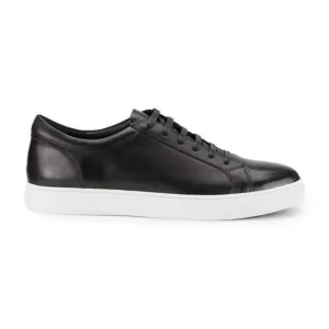 Zanzara Men's Black Agrigento Leather Low Top Sneakers