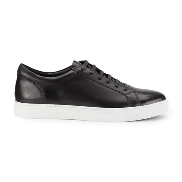 Zanzara Men's Black Agrigento Leather Low Top Sneakers