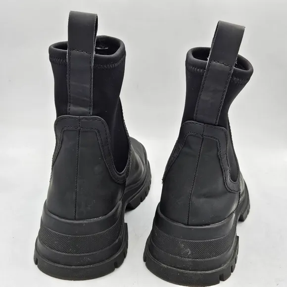 Zara 1&quot; Platform Chelsea Ankle Rainboots Size 38 Euro  US 7.5  Black