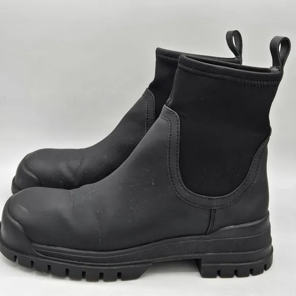 Zara 1&quot; Platform Chelsea Ankle Rainboots Size 38 Euro  US 7.5  Black