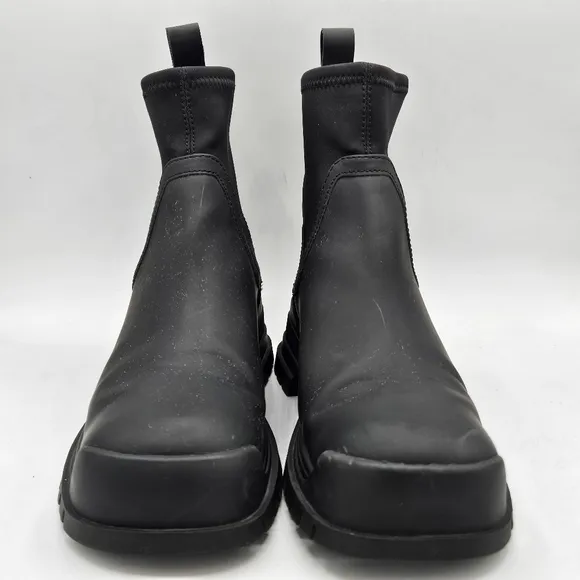 Zara 1&quot; Platform Chelsea Ankle Rainboots Size 38 Euro  US 7.5  Black