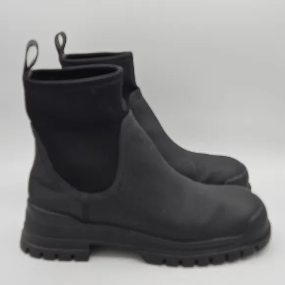 Zara 1&quot; Platform Chelsea Ankle Rainboots Size 38 Euro  US 7.5  Black