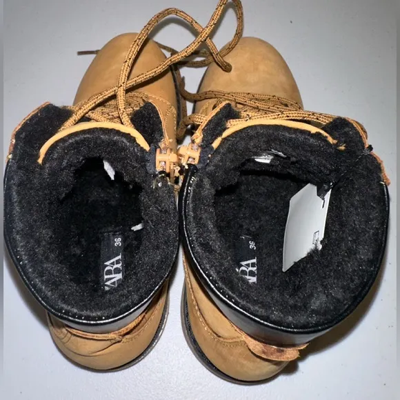 Zara Boy’s Suede Zipper Warm Hiking Boots 36 U.S. Size 4