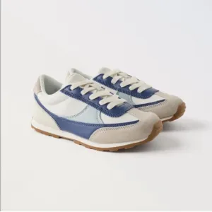 Zara kids, blue, Multi-piece leather sneakers, size 12 (7.2 inches)