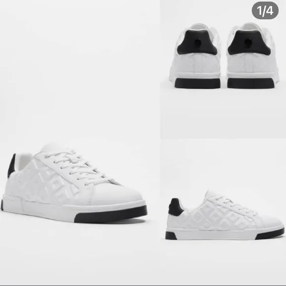 Zara white leather sneakers for men size 41 /8