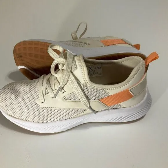 Z by Zella Vega Sneaker, 7.5 White with Peach Detail